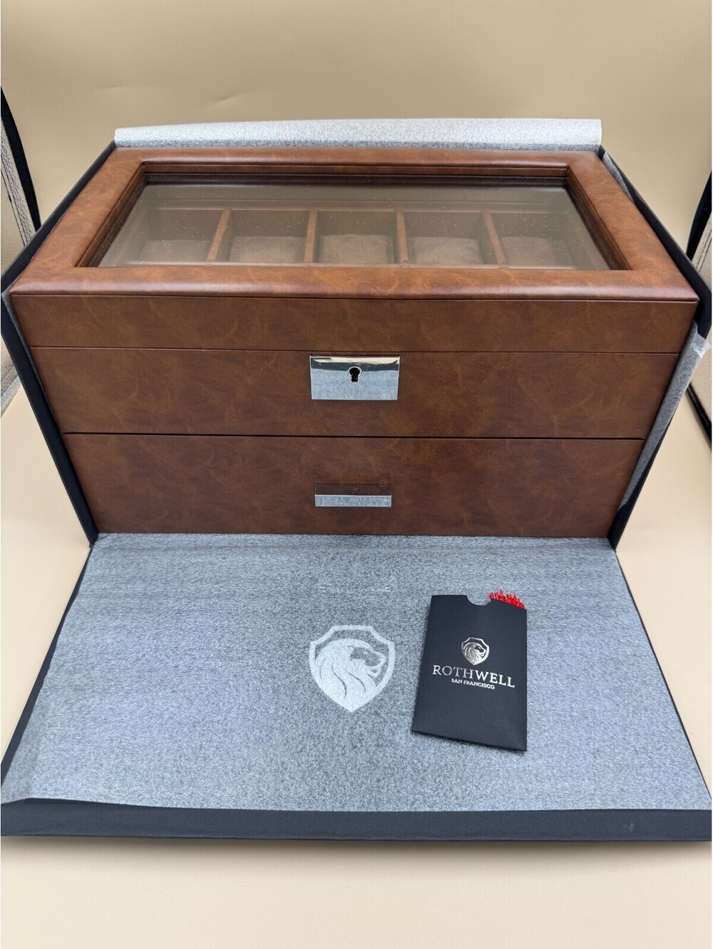 Rothwell 20 Slot Leather Watch Box Luxury Case Display Organizer - San Francisco